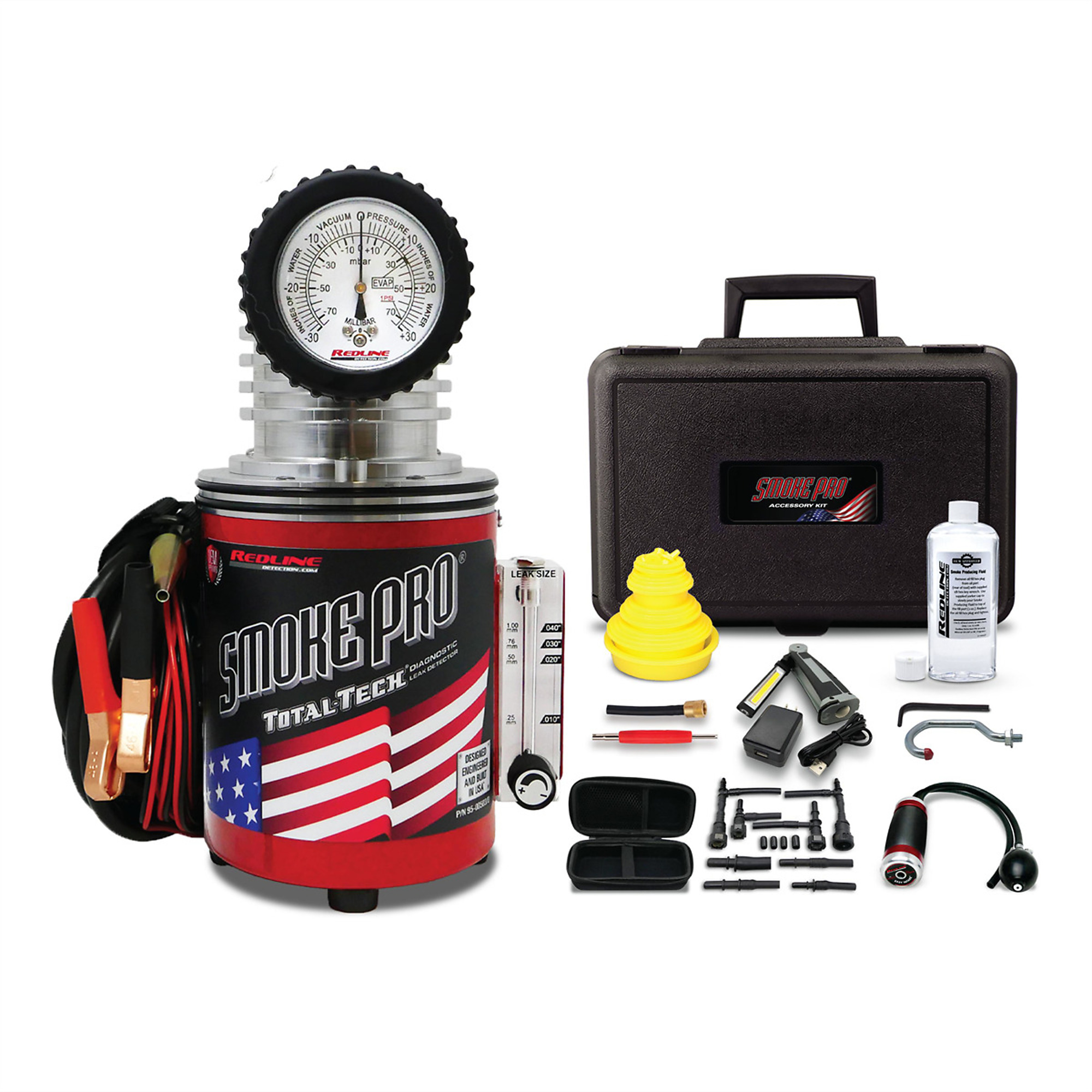 Redline Detection Smoke Pro Total Tech — Glow-in-the-Dark Decay Gauge, Rechargeable LED Inspection Light, Heavy-Duty Flow Control Valve, 6.5 lbs, Model# 95-0050